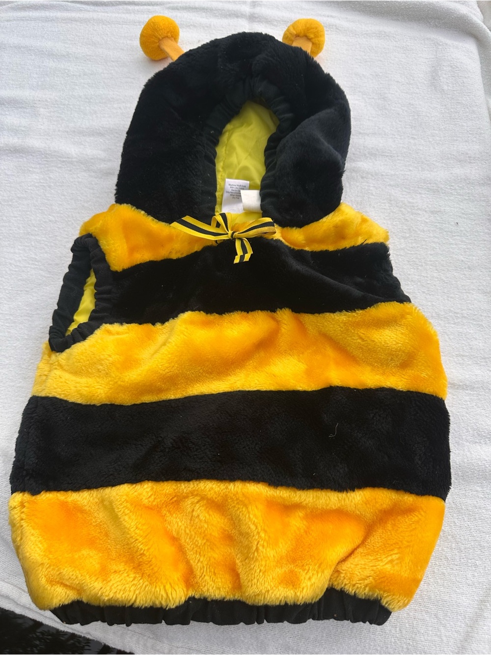 Kids Plush Bumblebee Hooded Vest - Yellow & Black